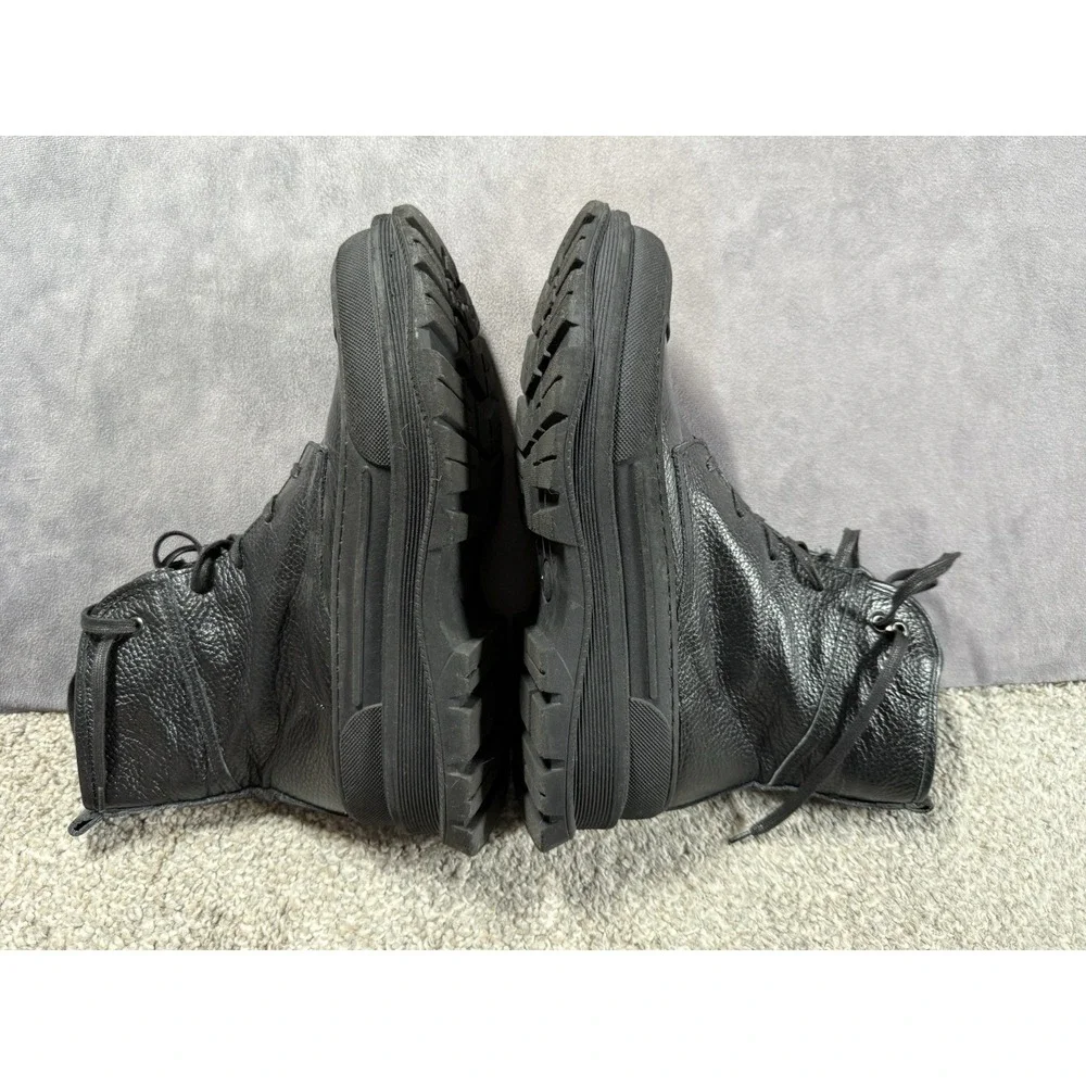 AllSaints Black Leather Combat Boots Platform Lug Sole Mens Black